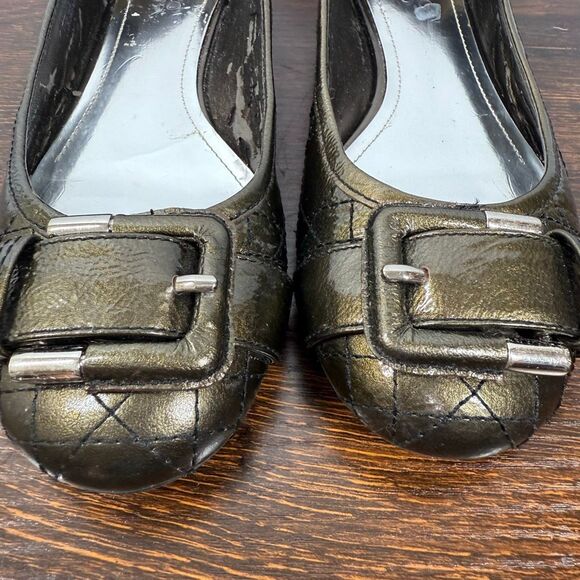 Franco Sorto Women’s green gold metallic flat L Chord size 9.5 - Picture 3 of 9